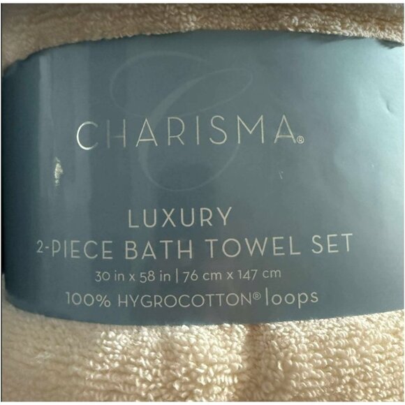 Charisma 100% Hygro Cotton 2-Piece Bath Towel Set Ivory - Picture 3 of 6